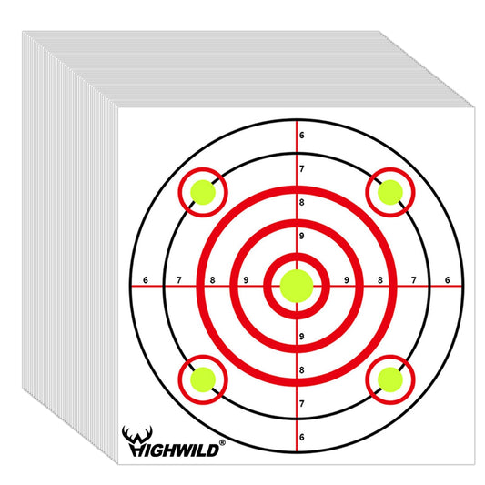 Highwild Bullseye Shooting Paper Targets - for Air Rifle/Airsoft Pistol Practice Bullet Traps - 11"x 11", 50 Pack
