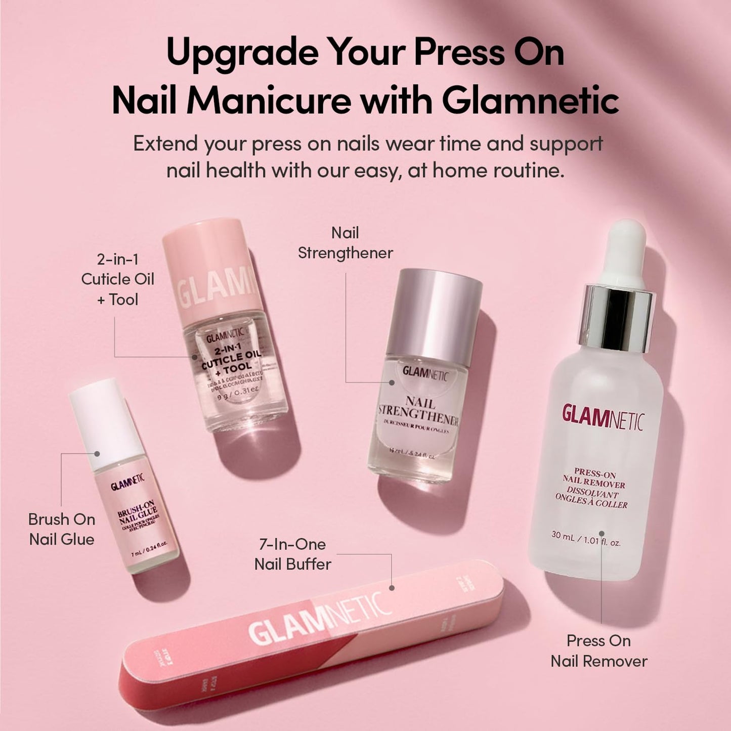 Glamnetic Press On Nails - Short Oval Fake Nails with Abstract White French Tips, Glossy Finish | Salon Quality Vacation Nails | French Muse | 15 Sizes - 30 Nail Kit with Glue