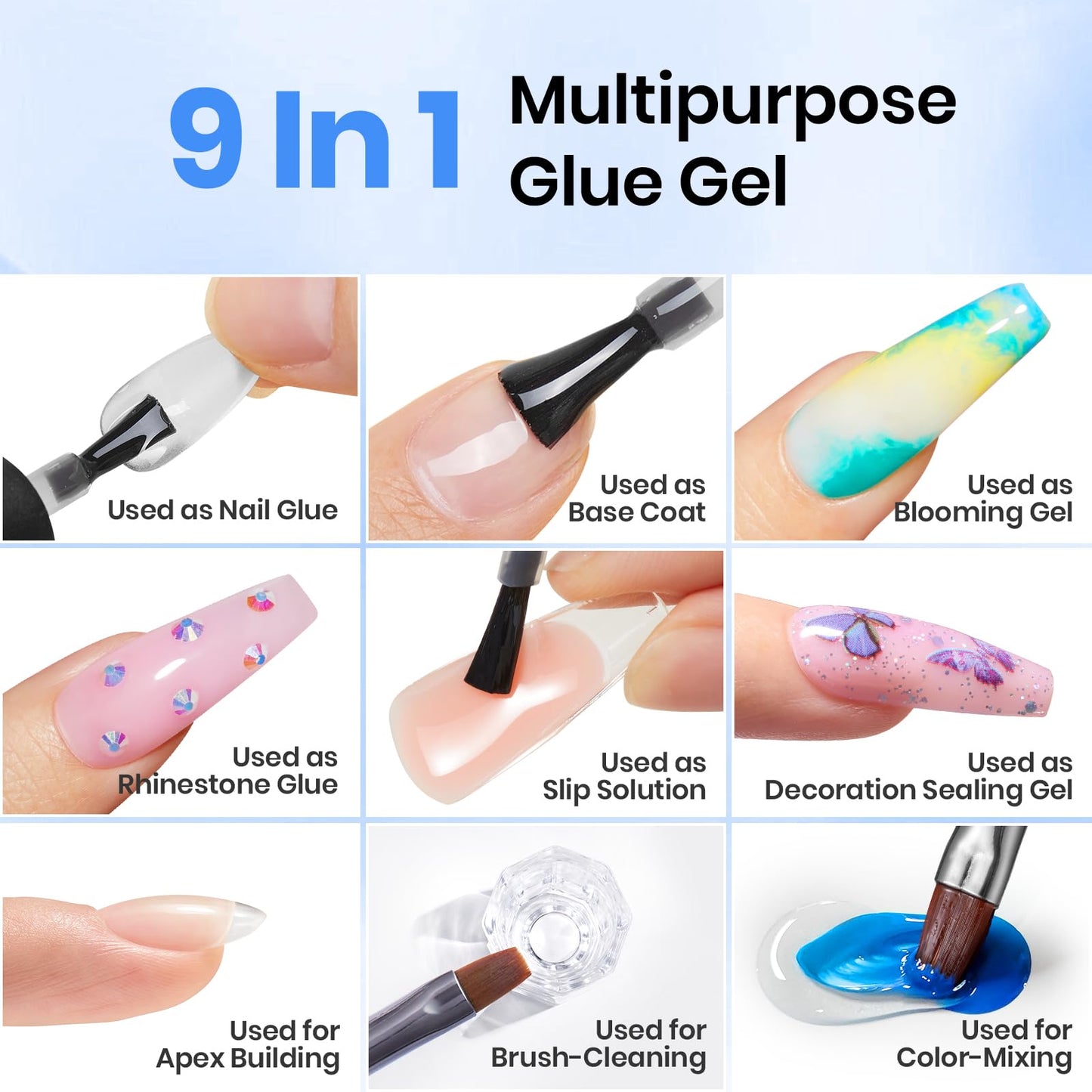 Beetles Gel Nail Kit 504Pcs Short Almond Gel Nail Tips with 9 in 1 Nail Glue Nail Extension Set Uv Led Lamp Acrylic False Tips Kit DIY Nails Art Gifts for Women
