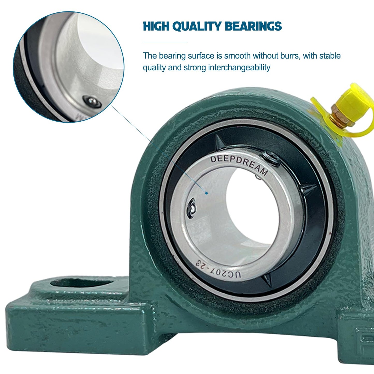 2 Pcs UCP207-23 Pillow Block Mounted Bearing with 1-7/16"(1.4375inch) Self Alignment