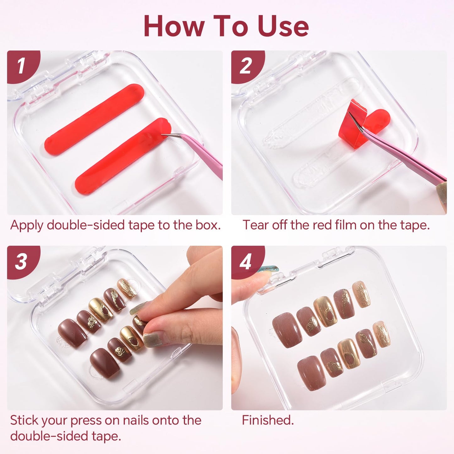 siyuwuro 18Pcs Press On Nail Storage Box with 90Pcs Adhesive Double Sided Tape for Artificial Fake Nails Organizer Case Clear Nail Packaging Container Box Nail Display Nail Salon Supplies