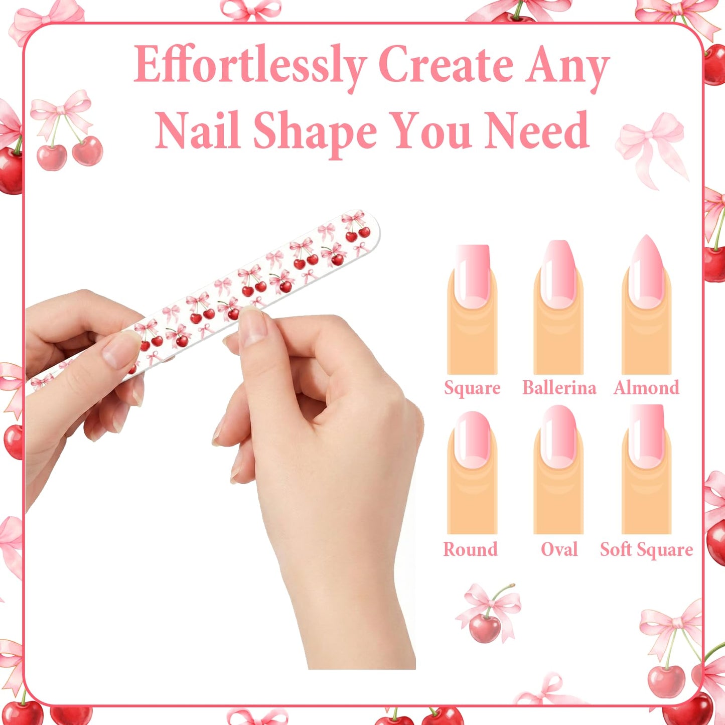 Diartpaint 50pcs Cherry Bairthday Party Favor for Guest Cherries Nail Files Bulk Emery Board for Cherry On Top Baby Shower Party Favor Double-Sided Emery Board for Women Girl Fingernail Tool Salon Use