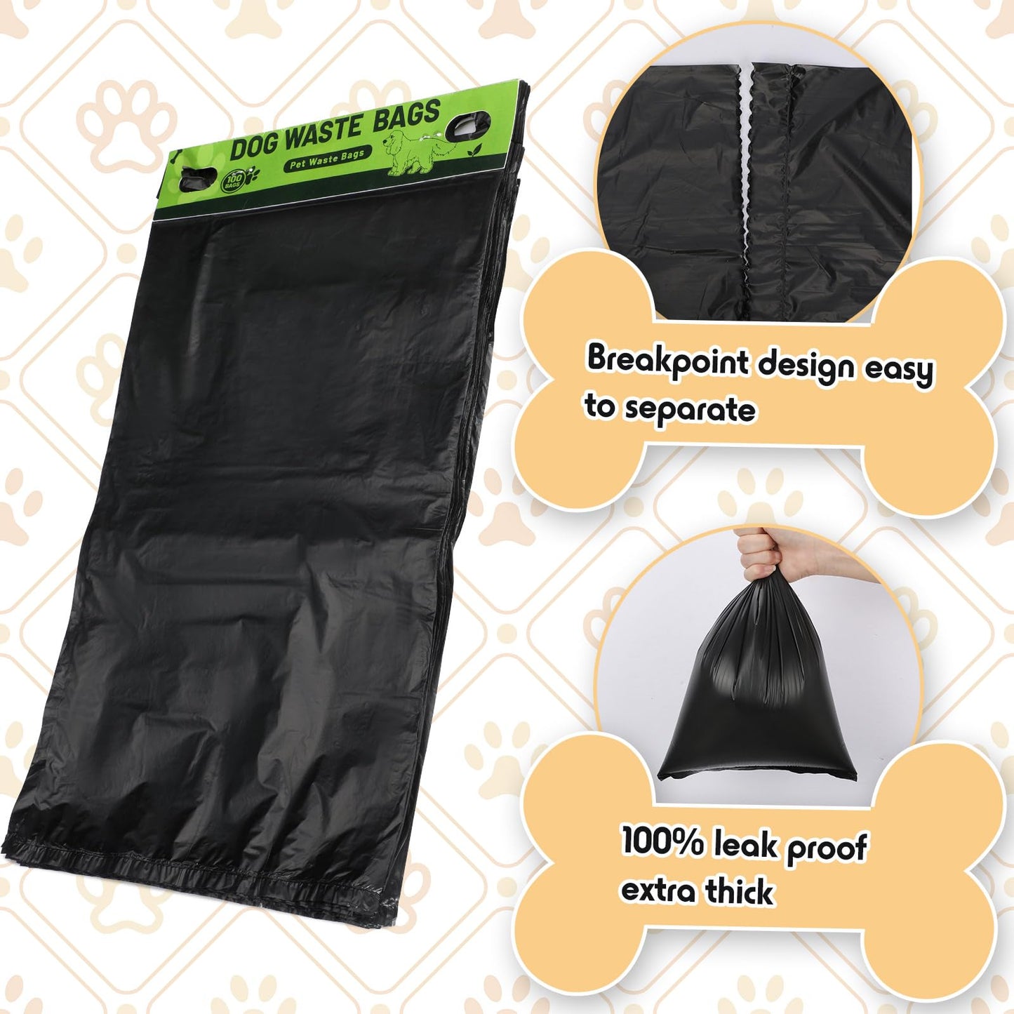 Ireer 7000 Pcs Dog Bags Bulk, Dog Pet Waste Bags Bulk, Leakproof Easy Single Pull Bag for Poop Station Fit Hang Hole Dispenser Pet Waste Bag for Home Outdoor