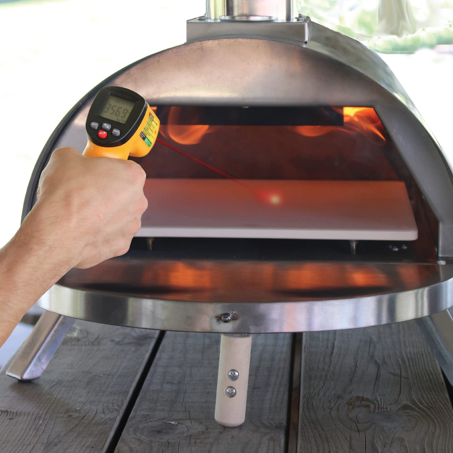 Pellethead Portable Pizza Oven Kit: Wood-Fired Outdoor Grill with Peel, Blower, Thermometer & Accessories, Stainless Steel, 13-Inch Stone Included