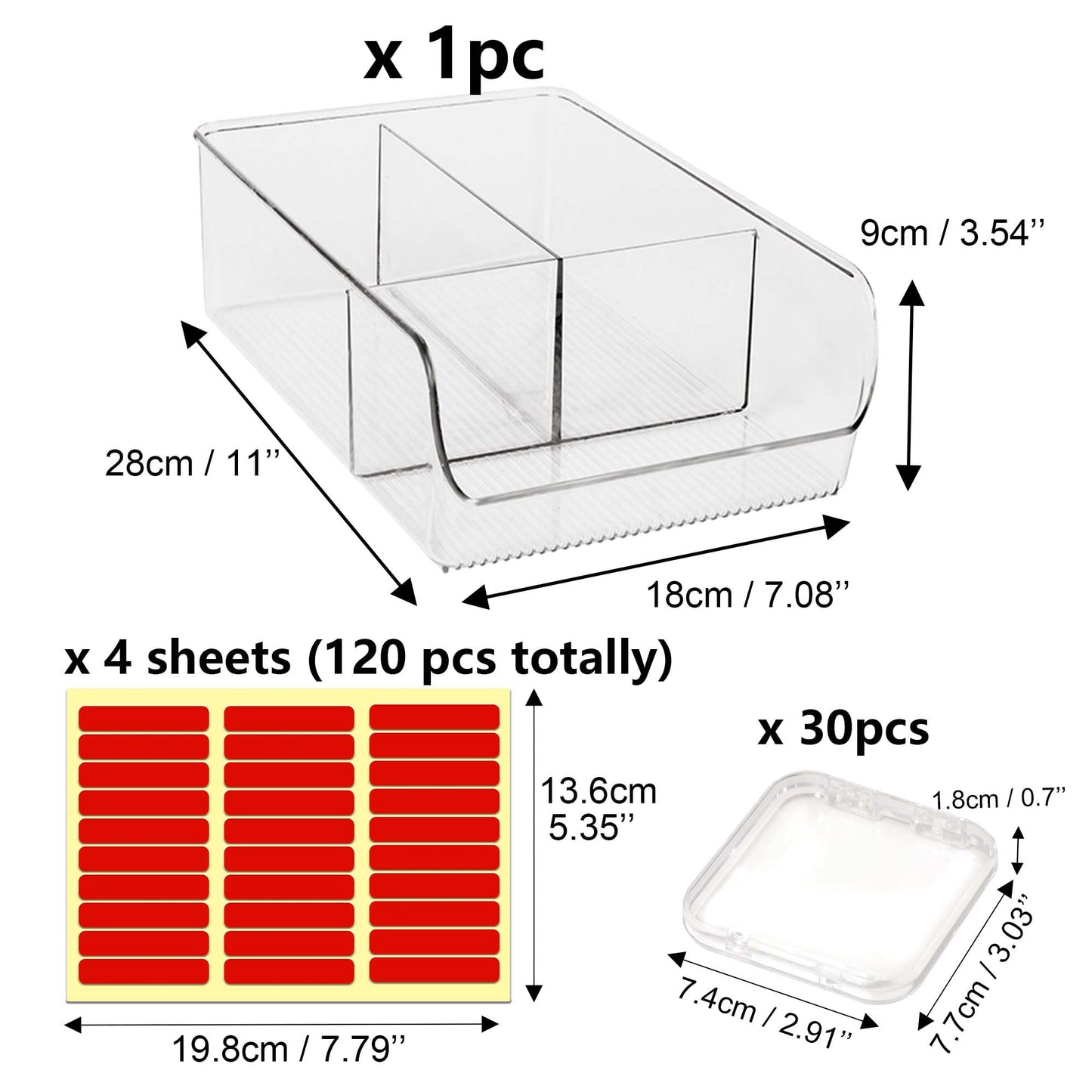 30 Pcs Press On Nail Storage Box Container False Nail Organizer Acrylic Display Case Packaging Box with a Large Stackable All-In-One Box and 120 Pcs Double Sided Adhesive Nail Display Tape