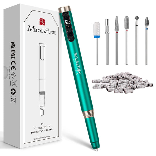 MelodySusie Pen-Shaped Ultra-Slim Cordless Nail Drill, PM170F 30000RPM Portable Rechargeable Electric File with LED Display for All Manicure, Nail Care, Shaping & Gel Removal for Advanced Home Use