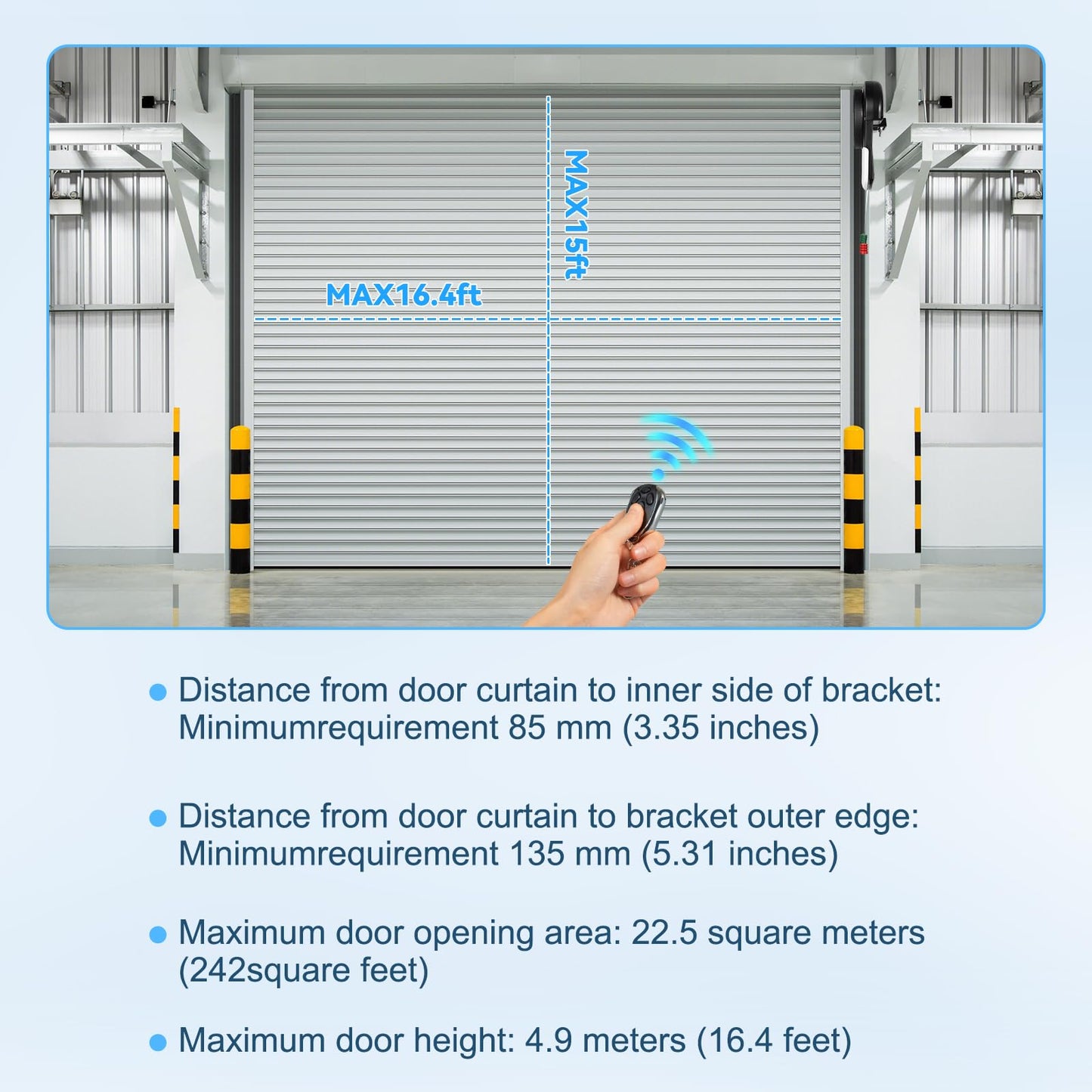 Automatic Roller Door Opener Side Mount Garage Door Opener 110V Garage Door Motor with Two Remotes - 800N Quiet Roll Up Doors for Garage, Quiet Roll Up Doors