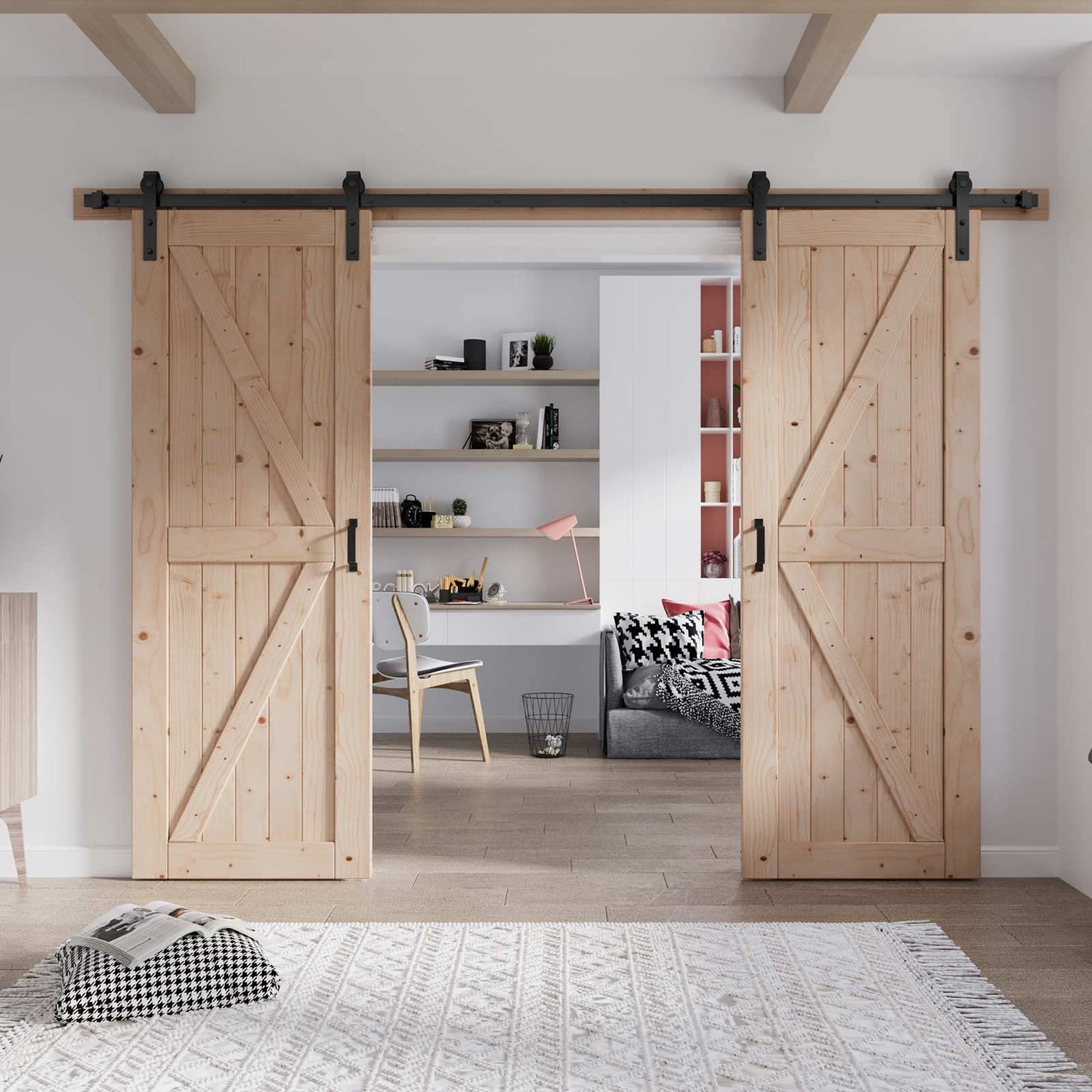 Fredbeck 32 Double Barn Door (32X80) with Hardware Included (64 barn Door)