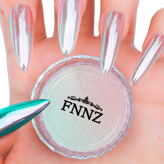FNNZ Chrome Nail Powder, Aurora Mirror Effect Unicorn Chrome Nail Powder, Mermaid Nail Chrome Powder for Nail Art Decoration, Light-Changing Pigment Dust Nail Chrome Powder for Women - Morning Rose