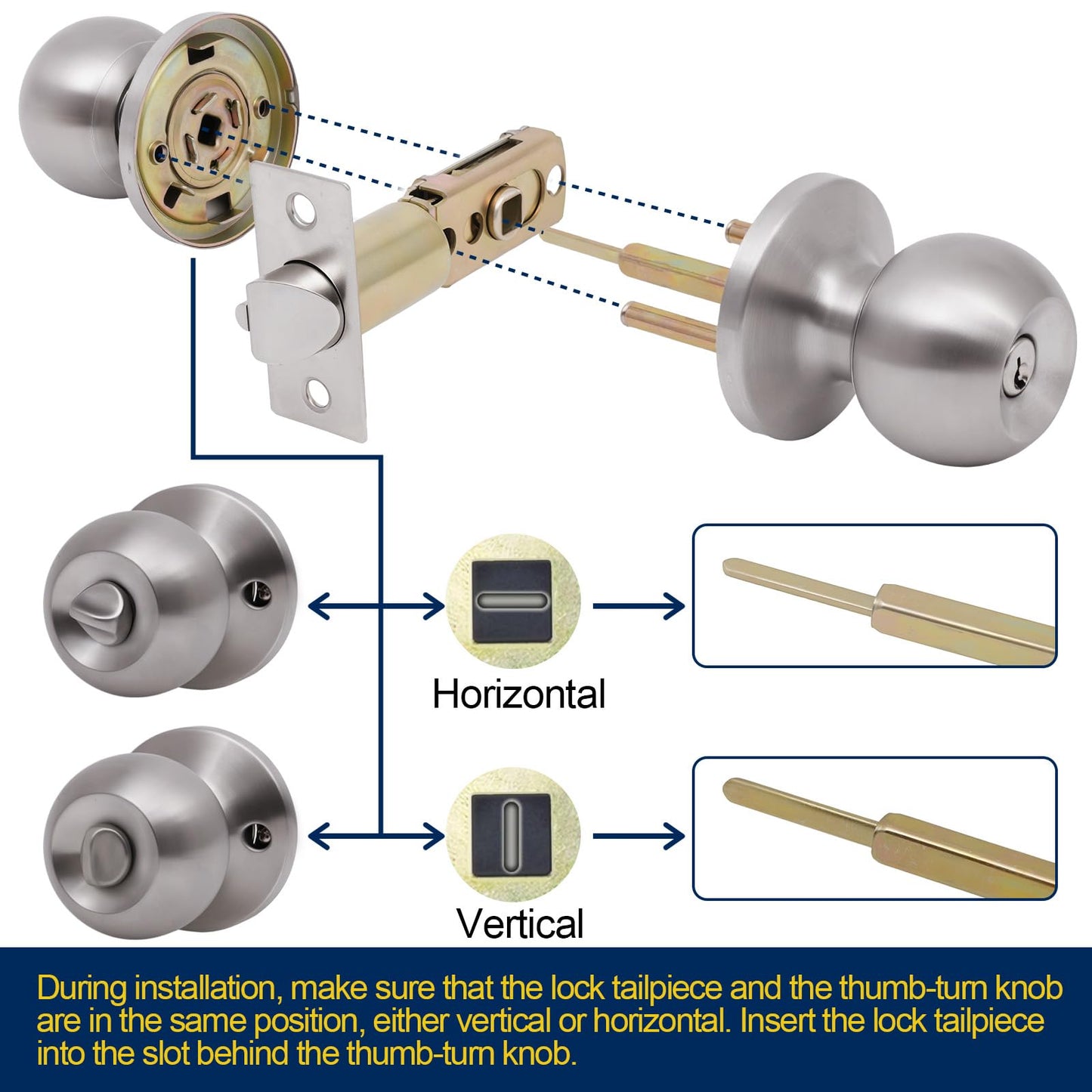 Lanwandeng 4 Pack Door Knobs with Lock and Key,All Keyed Same Entry Door Knob, Exterior and Interior Door Lock, Door Handle Satin Nickel