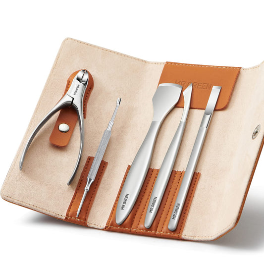 MR.GREEN Pedicure Knife Set Professional Ingrown Toenail Clippers Foot Care Tools Stainless Steel Nail Cuticle Nippers Remover Kits (5 Pcs Set)