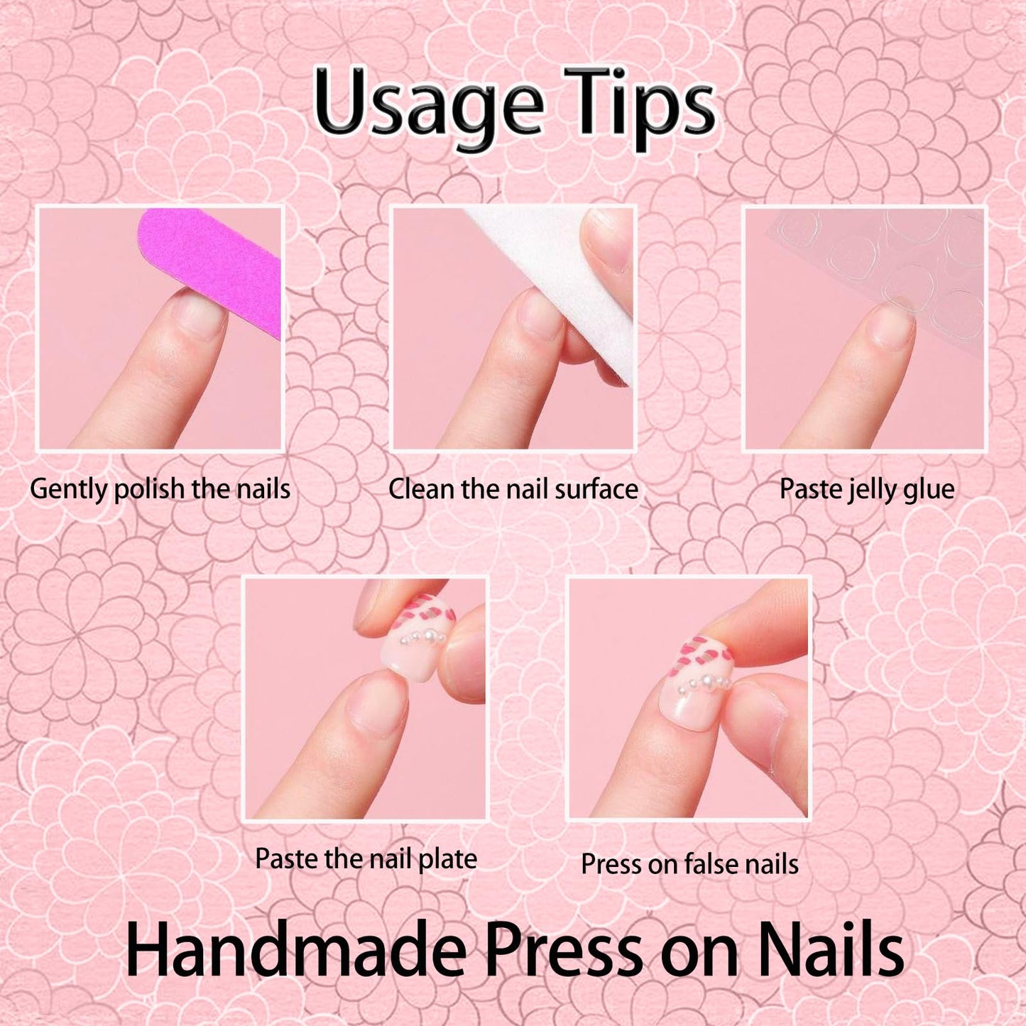 10Pcs Spring Handmade Press On Nails Medium Almond Fake Nails with 3D Flower Gold Foil Design Glossy Acrylic False Nails Reusable Full Cover Nails Press ons Holiday Stick on Nail for Women (S)