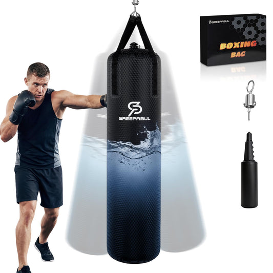 SAEEPABUL Water Punching Bag 4FT Heavy Bag for Boxing - Adjustable Weight (60 to 120 lbs) with Anti-Leak Design, Heavy-Duty Aqua Training Bag for Adults