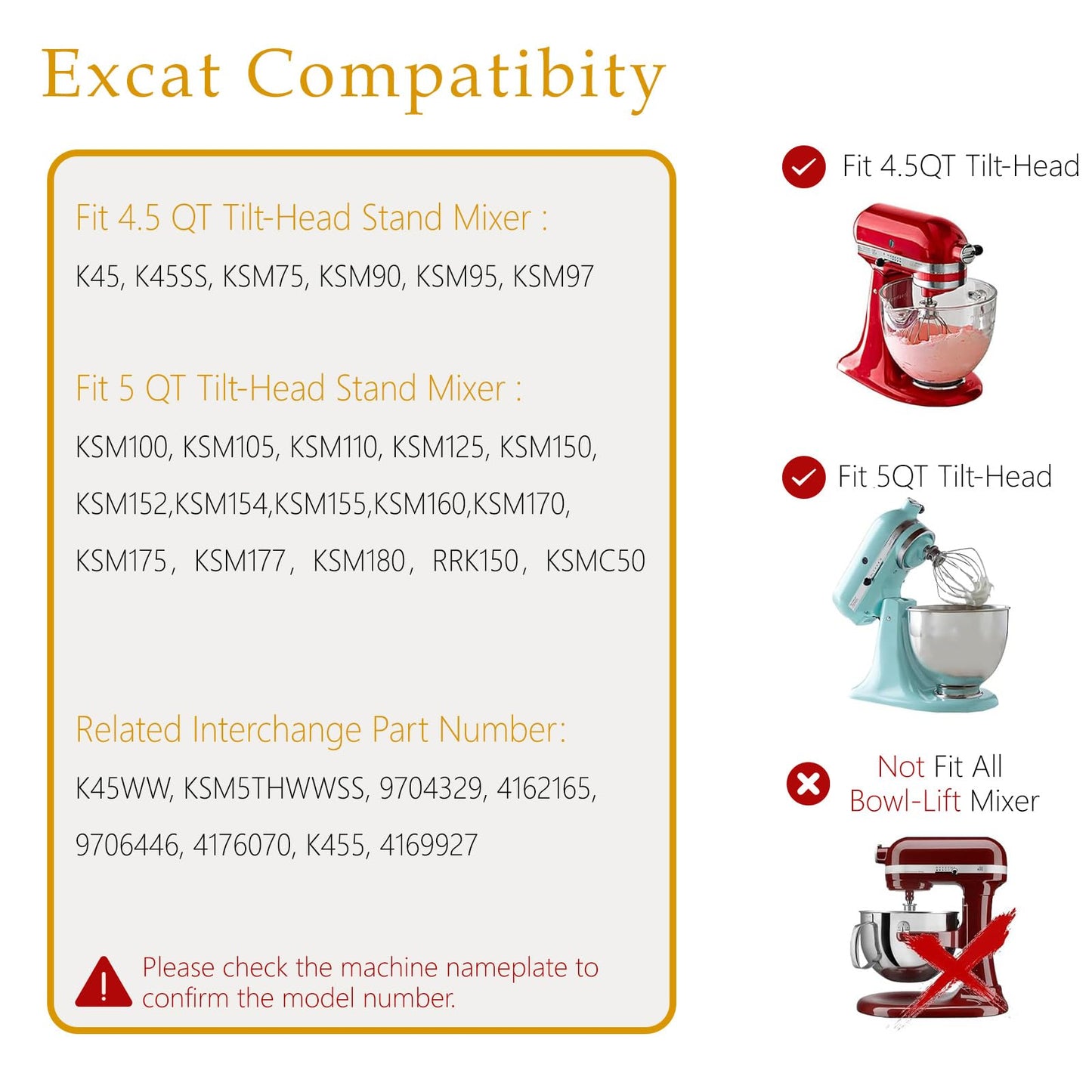 NewlyArt Dishwasher Safe Whisk Attachment for KitchenAid 4.5 5 Qt Tilt-Head Stand Mixer, Stainless Steel 6 Wire Whip Fits Kitchen Aid Stand Mixer Accessories Attachments Replacement Parts