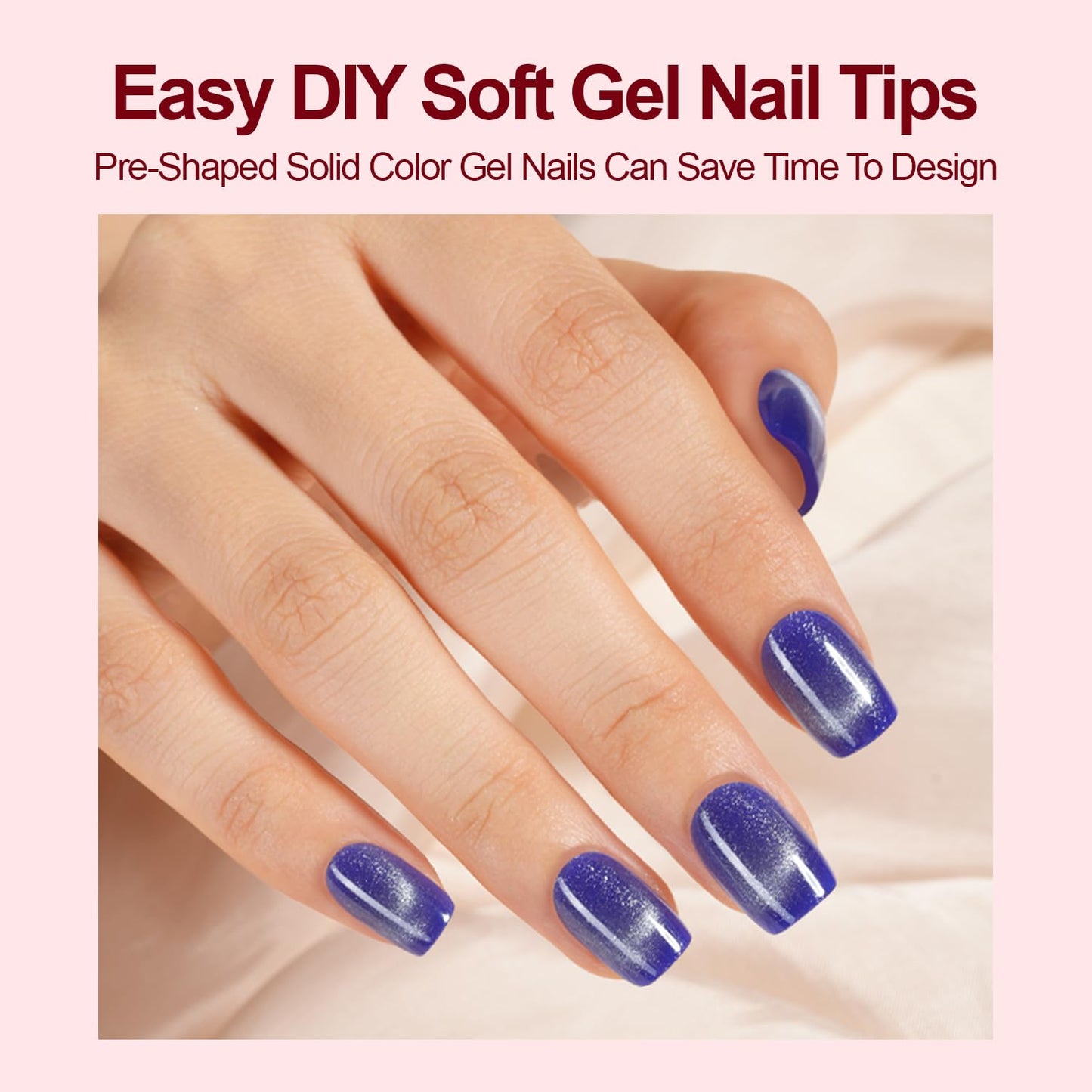 Plauva Cat Eye Press on Nails Short Square, 300Pcs Soft Gel Fake Nails, Glossy Glitter Cat Eye Nail Tips for Women and Girls Stick On Nails in 15 Sizes
