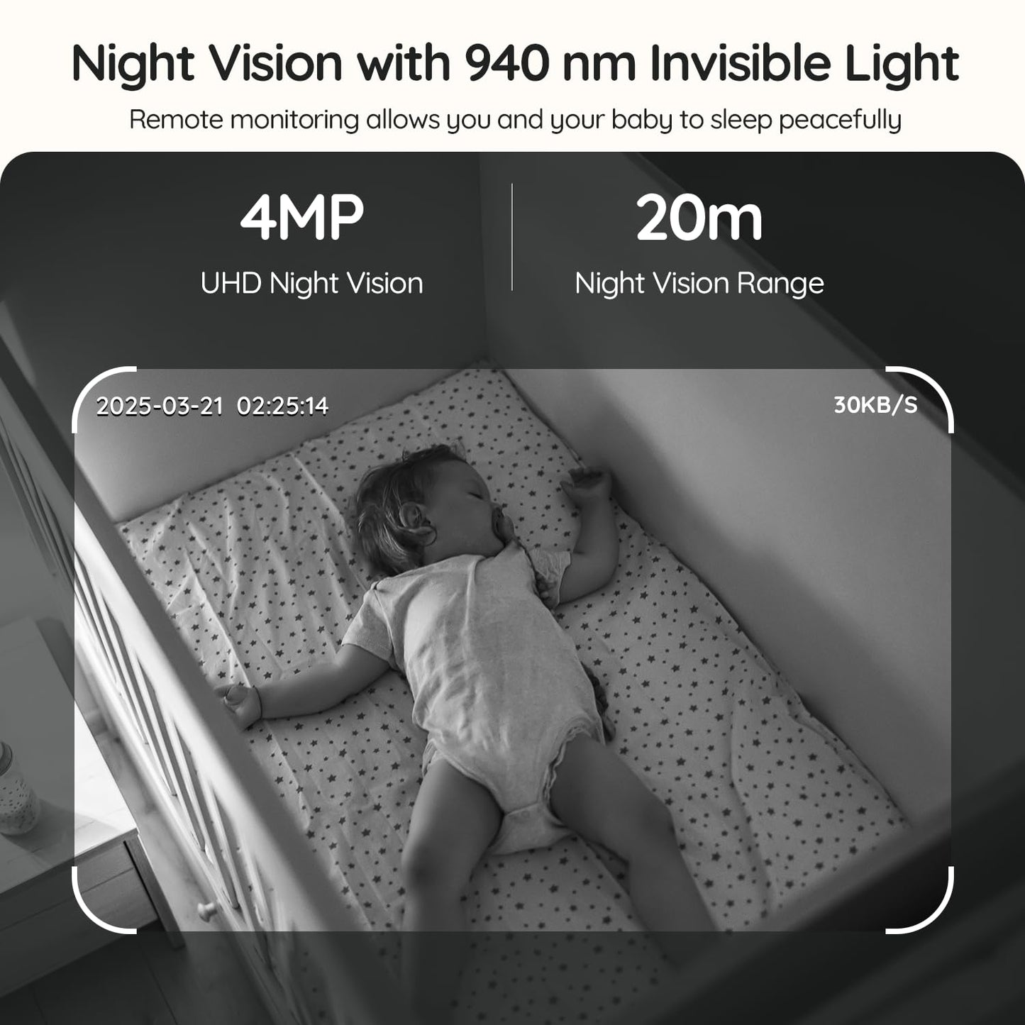 BOIFUN 5.5" AI 4MP WiFi Baby Monitor with Camera and Audio Pro Max: Smartphone App and Monitor Control, Upgrade AI Detection (Tummy Sleeping & Face), Colorful Night Light, 360° Camera, Sound Detection