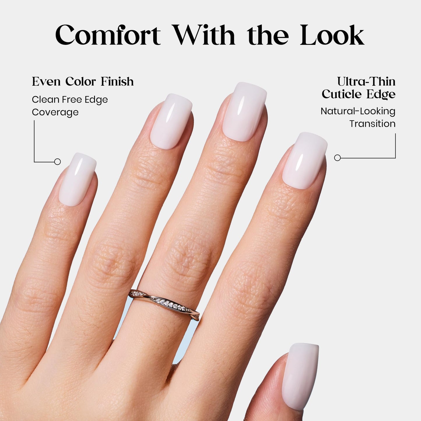 Beetles Milky White Press On Nails Short Squoval, 32pcs 16 Sizes, Soft Gel, Glue and Tabs, HEMA and TPO Free & Nude Pink Gel Polish Set 6 Colors, TPO & HEMA Free, Spring Manicure Kit