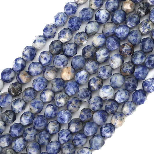 BEADIA Faceted Natural Blue Sodalite Stone Round Beads 6mm 36cm/Strand for Jewelry Making