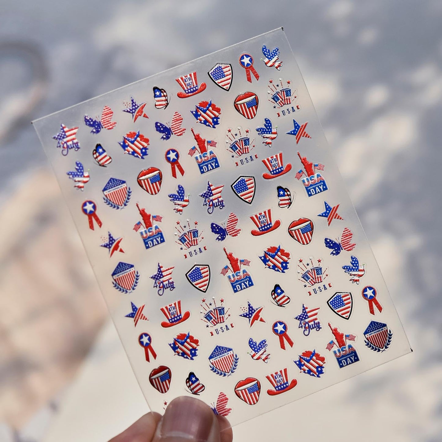 Independence Day Nail Stickers 5D Embossed Red Blue Star Summer Nail Decals Self-Adhesive Peace Dove Uncle Sam Hat Nail Designs 4th of July Nails Art Decoration for Women Manicure 1 Sheet