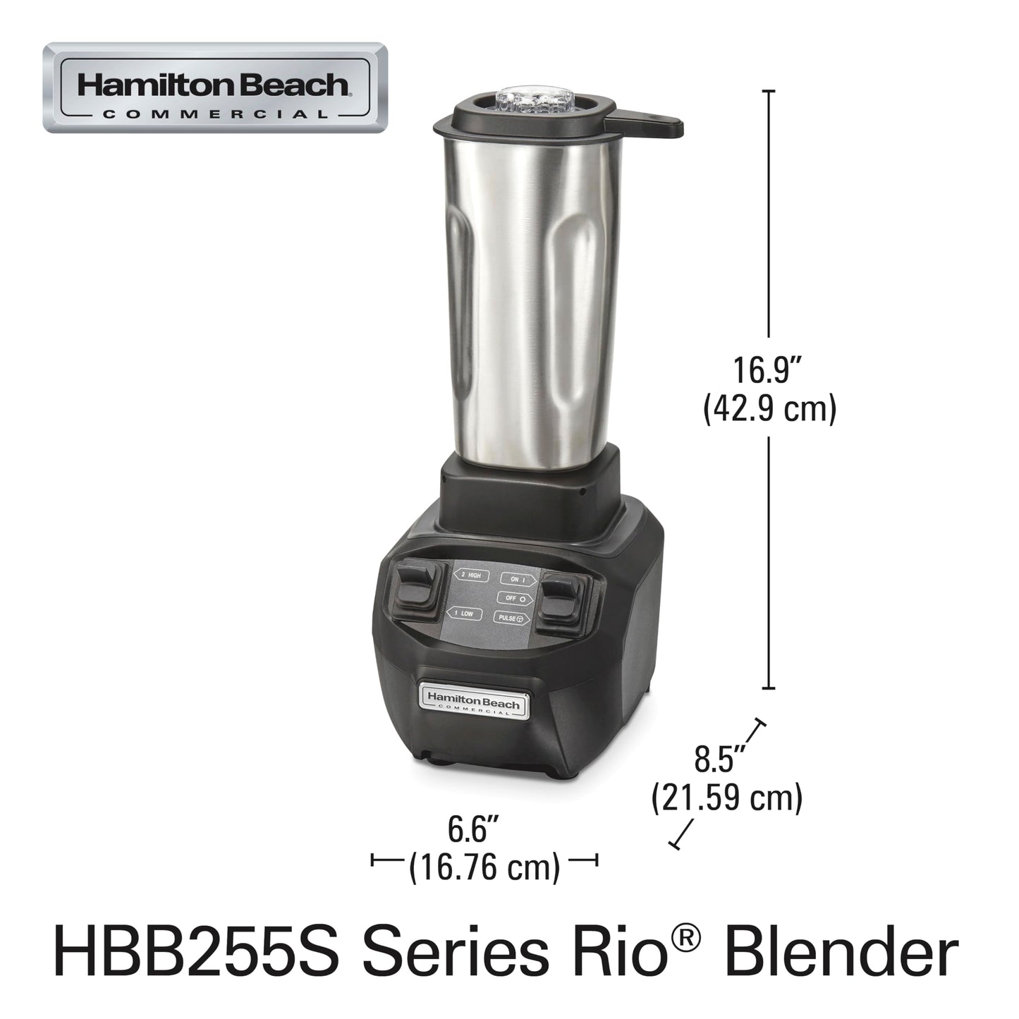 Hamilton Beach Commercial HBB255S Rio Stainless-Steel Bar Blender, 1.6 Horsepower, 32 Ounce Capacity, NSF Certified