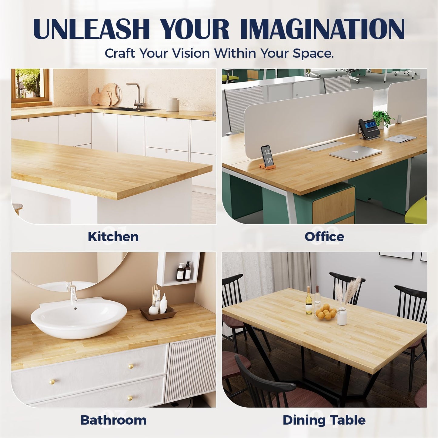 Solid Wood Butcher Block Countertop - Unfinished Birch Slab Counter Top Wooden Table Top for DIY Kitchen Island, Workbench, Washer Dryer, Coffee Bar Table, 50"x25"x1.5", 4FT
