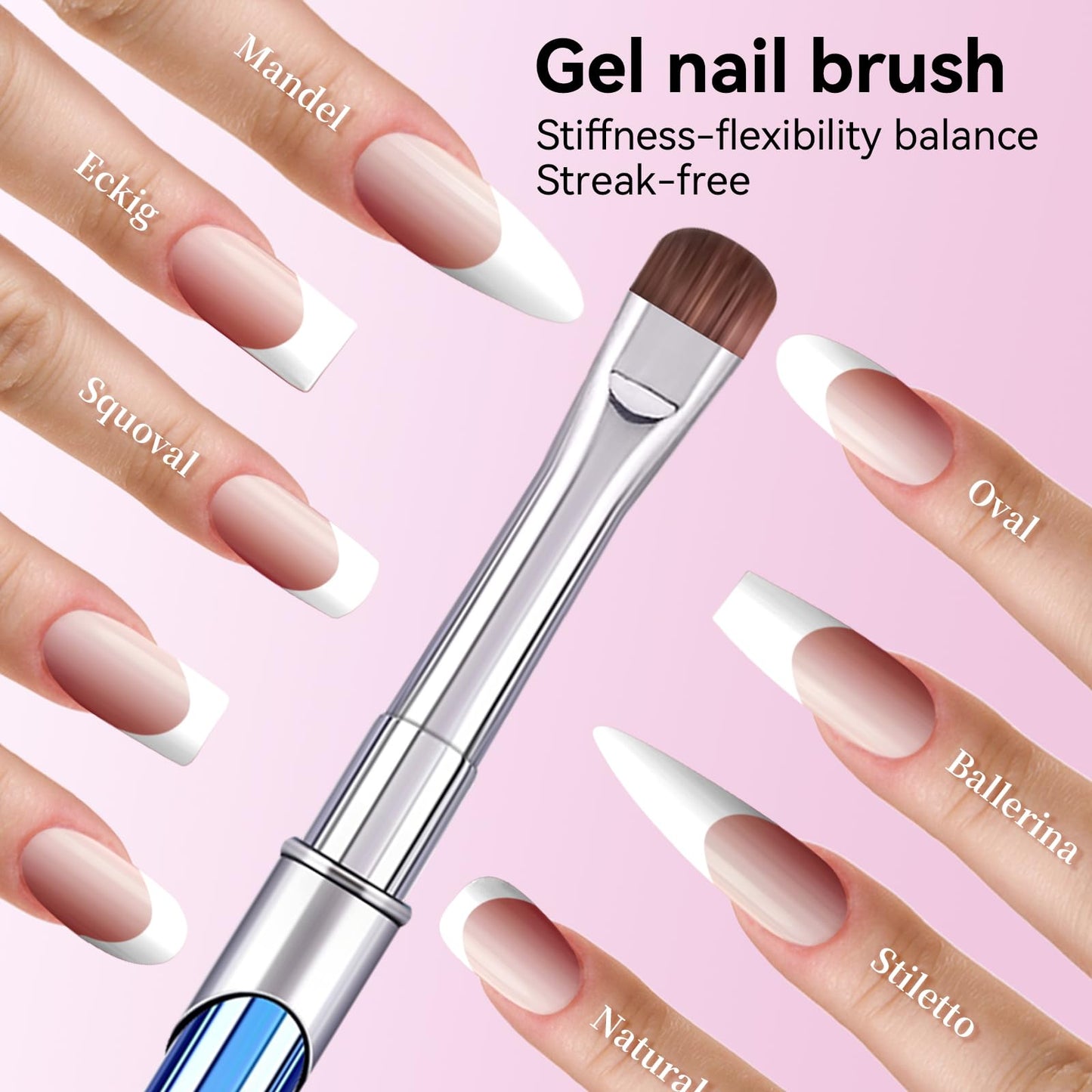 French Tip Brush & Nail Cleaning Brush for Polygel & Gel Polish – Professional Nail Art Brush with smile lines, Acrylic Detailing Tool for French Manicures, Builder Gel & Precision Nail Art (F16)