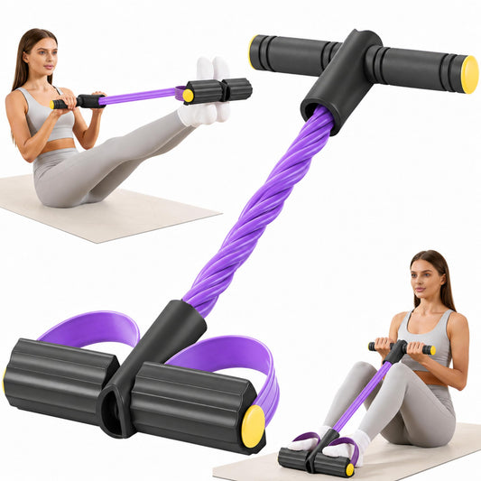 Upgraded Pedal Resistance Band with Handle, Soft Durable Fashion Puller Exercise with Thickened 6 Tension Ropes, Tube Pedal Resistance Device for Abdomen, Waist, Arm, Leg, Core/ABS (Black & Purple)