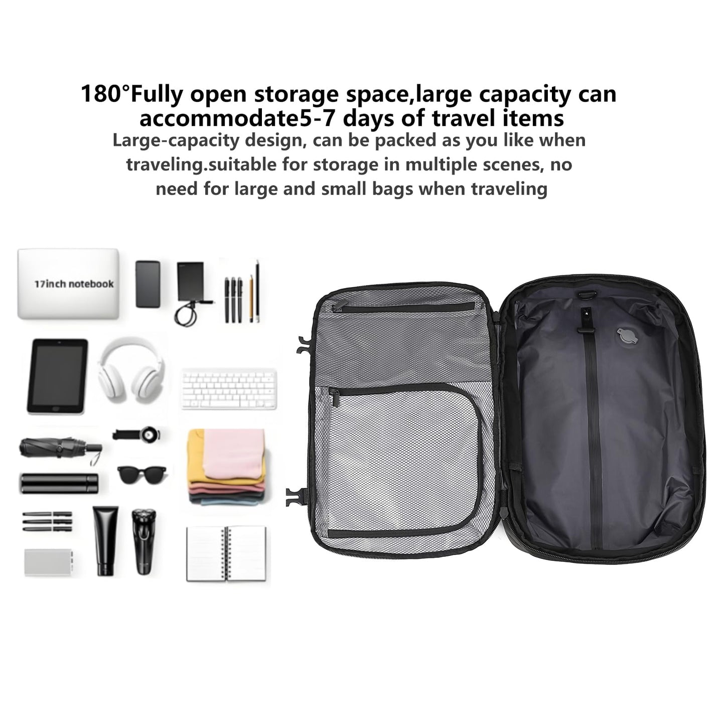 LIGHTGO] Travel-friendly Vacuum Packing Backpack with Built-in Air Pump, Portable Compression Cube, TSA-approved Lock, and Waterproof for College Students and Family Trips.