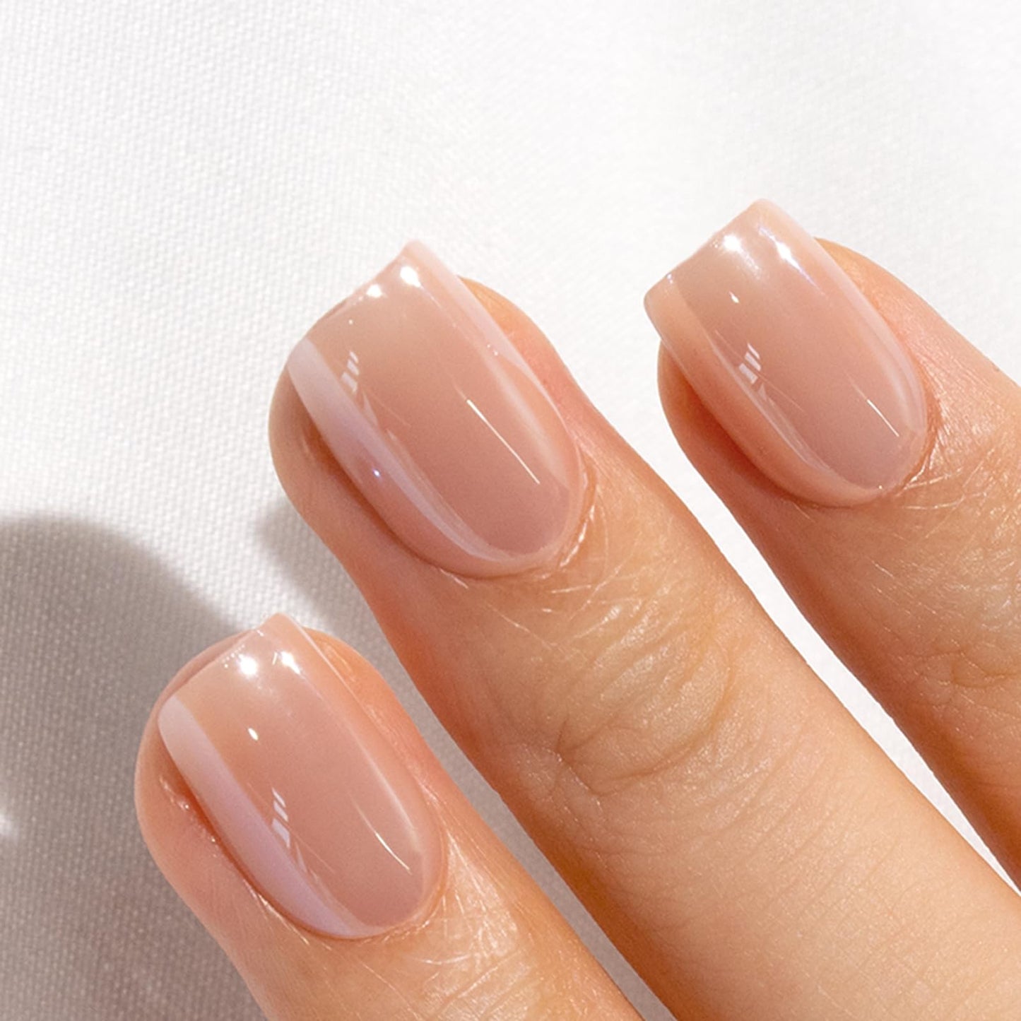 Curvlife Soft Gel Square Press on Nails, 30Pcs 15 Sizes Mirror Pink Nail Tips, Full Cover Design Reusable Fake Nails Kit with Glue and Adhesive Tabs