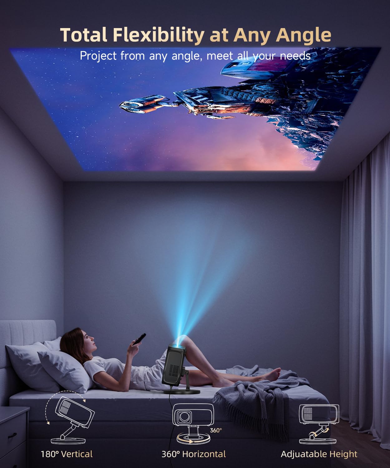 [1500ANSI/ Google TV] Smart Projector with WiFi and Bluetooth, SOPYOU Portable Outdoor Projector 4K Support, Auto Focus & Keystone, Built-in Apps, Indoor Home Theater with 360° Rotatable Stand