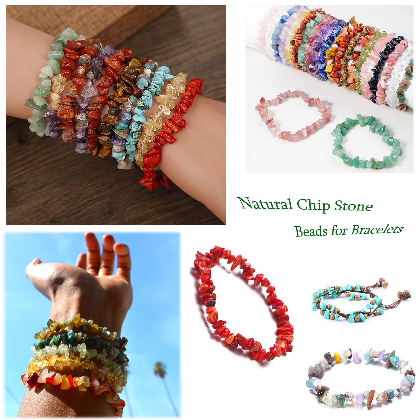 XIANNVXI Blue Turquoise, Beads Natural Chip Stone Beads 400Pcs Crystal Bead 5-8mm Irregular Healing Crystal Loose Rocks for DIY Jewelry Making