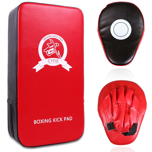 CYFIE 2 in 1 Boxing Equipment Boxing Strike Pads Punching Mitts Set, Boxing Mitts and Pads for Muay Thai, Karate, Taekwondo, Martial Arts Training at Home Gym, Karate Kick Pads for Kids, Youth (Red)