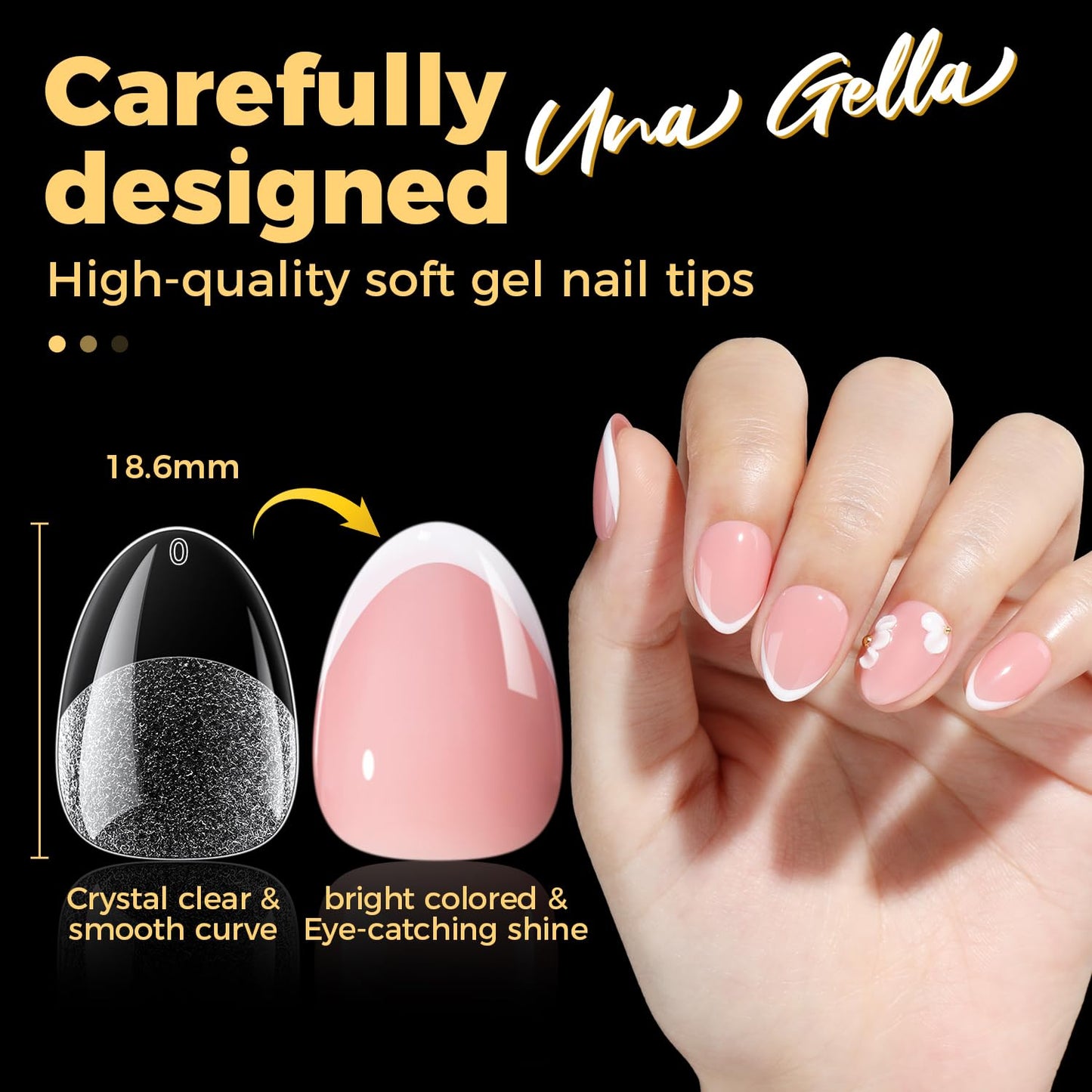 UNA GELLA Extra Short Almond Nail Tips, 504 Pcs Pre-Filed XS Almond Gel Nails, 12 Sizes Half Matte Full Cover Press Ons for Nail Extension Manicure Home DIY Salon