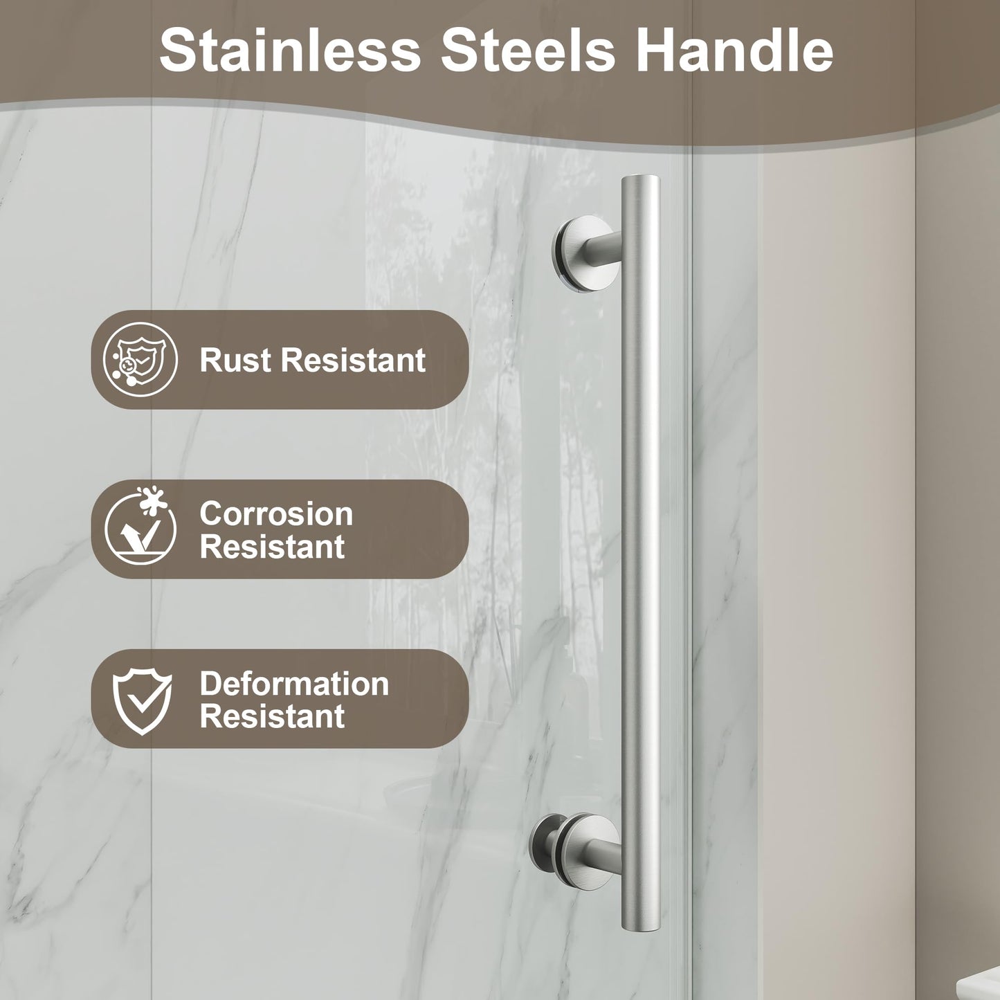 Frameless Glass Shower Door,55-60" W x 72" H Single Sliding Frameless Shower Door,1/4"(6mm) SGCC Tempered Glass,Safety Explosion-Proof Film Nano Coating,Brushed Nickel
