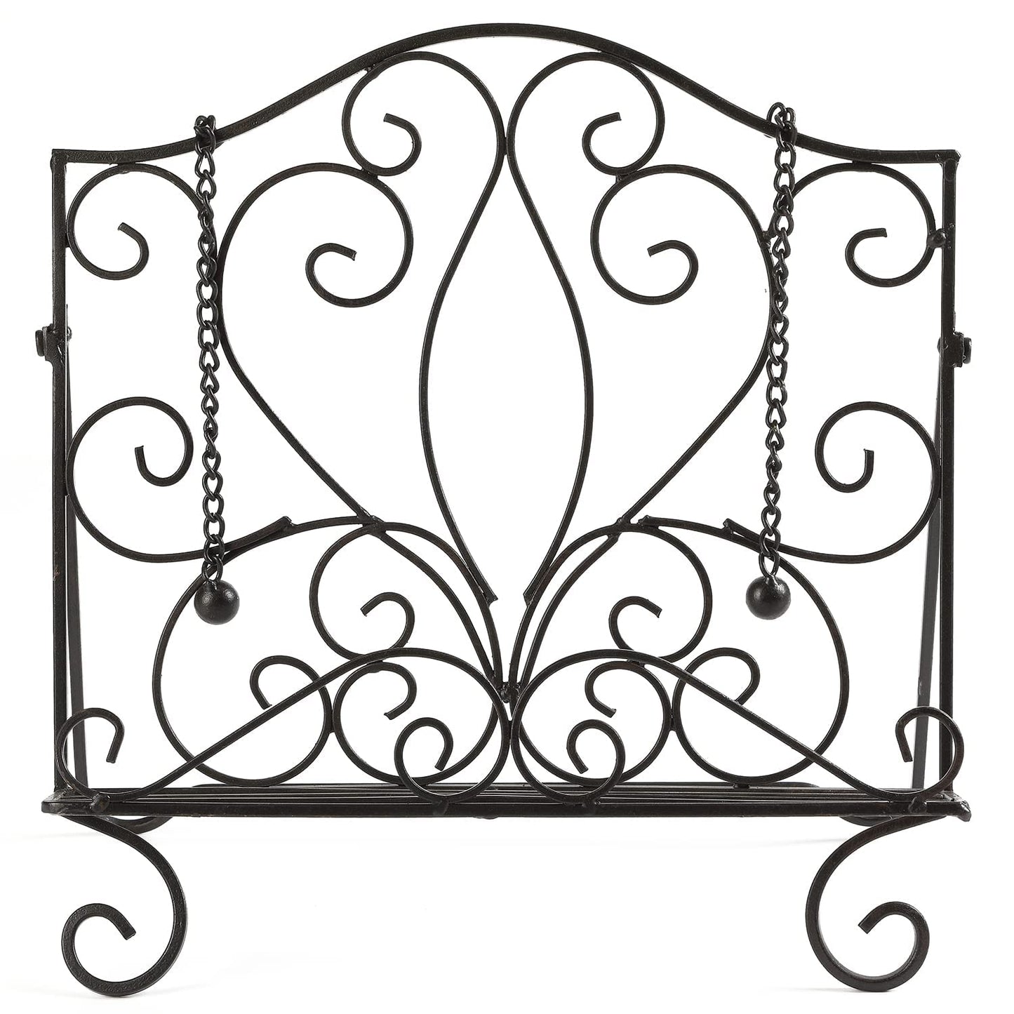 MOCOME Metal Cookbook Holder Recipe Book Stand for Kitchen, Vintage Scrollwork