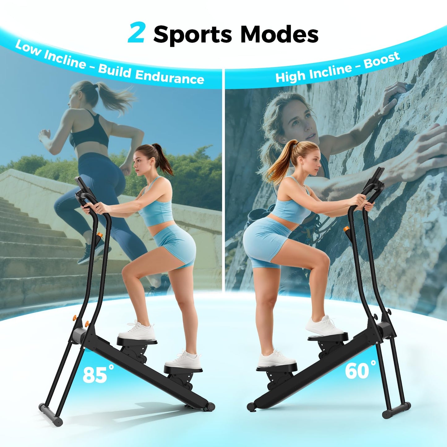 ERGOLIFE Stair Stepper with 6-Level Adjustable Resistance, 350lbs Upgrade Foldable Stairmaster Machine for Home Gym Workout, Cardio Stair Climber with Low Noise (Black-Orange)