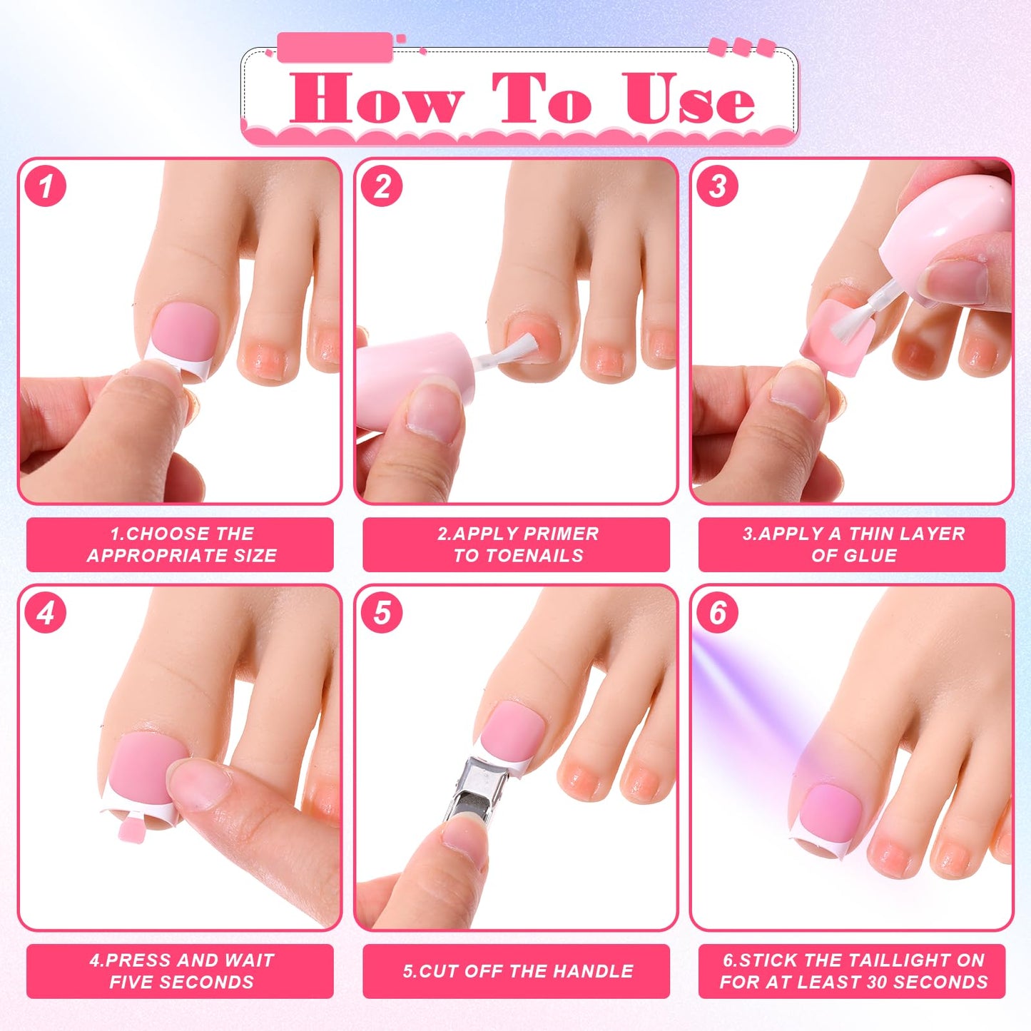 150 Pcs French Tip Toe Nail Press Ons,Toe Nail Tips Square Toenail Presses Ons Full Cover Fake Toenails Press On Toenails for Women Pedicure Decor,15 Sizes(Mauve)