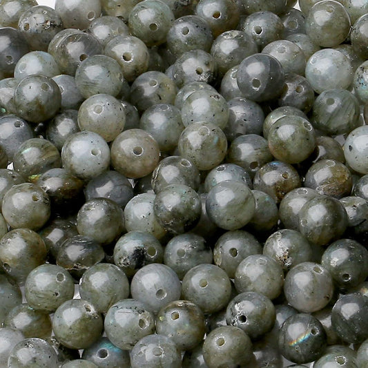 LAIDANLA Labradorite 8mm Natural Stone Beads Round Loose Gemstone Stone Beads for DIY Bracelet Necklace Earrings Jewelry Making Polishing Genuine Real Beading Crystal 96PCS 2 Strand 32"