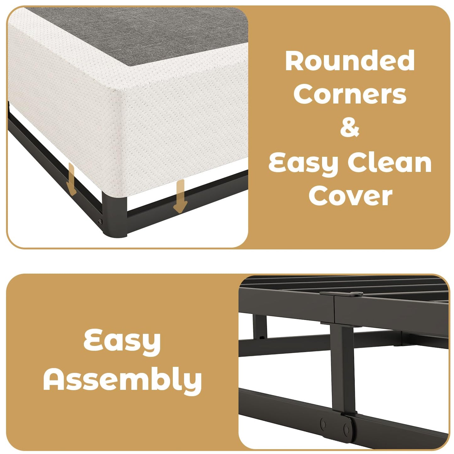 NHODIR 7 Inch Queen Box Spring-Heavy Duty 3000LBS Metal Bed Foundation, Noise-Free & Tool-Free Easy Assembly,Mattress Support Base for Queen Size Bed