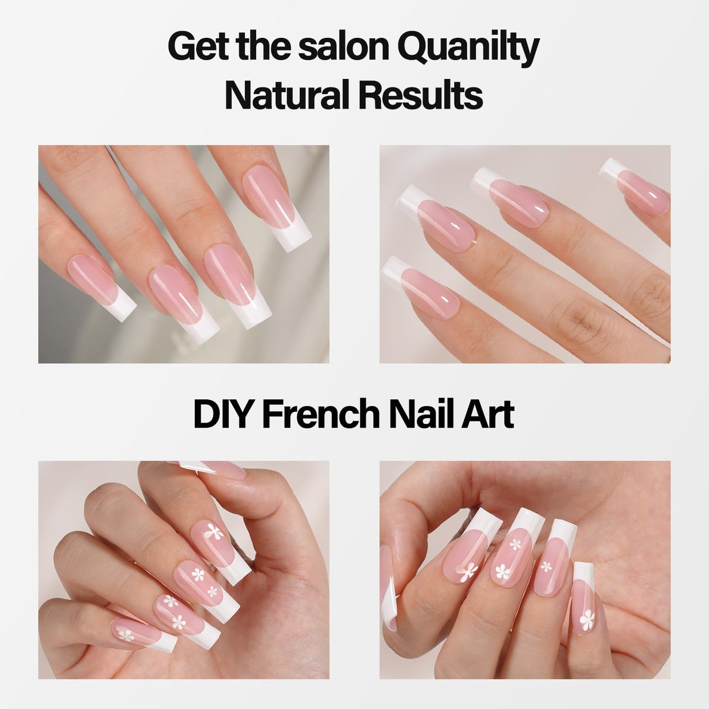 Vansiho Long French Gel Nail Tips 600Pcs, Long Square Soft Gel Nail Tips, Pink French Tips Press on Nails, Fake Nails with Box for Nail Art DIY 15 Sizes