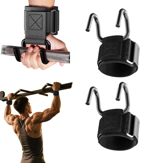 Lifting Hooks for Weight Lifting, 1 Pair 330 LB Weight Lifting Wrist Wraps Heavy Duty Gym Lifting Straps Hook for Barbell, Deadlifts, Pull-Ups, Strength Training, Wrist Protection, for Men & Women