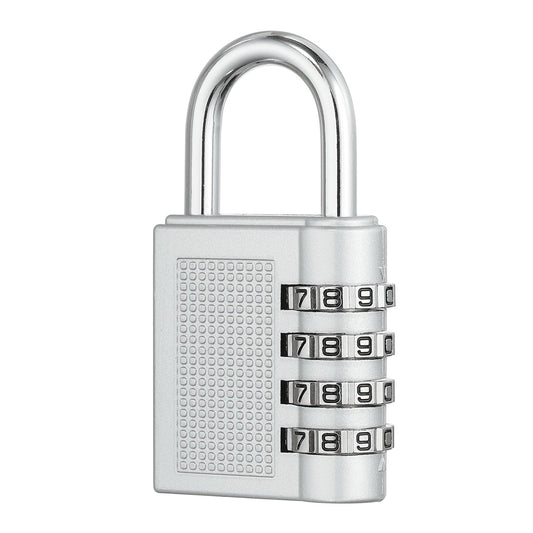 PATIKIL Combination Padlock (Large, Silver), 4-Digit Combo Padlock Resettable Luggage Locks with 0.24 Inch Shackle, Suit for Gym Locker/Fence/Storage/Toolbox/Cabinets