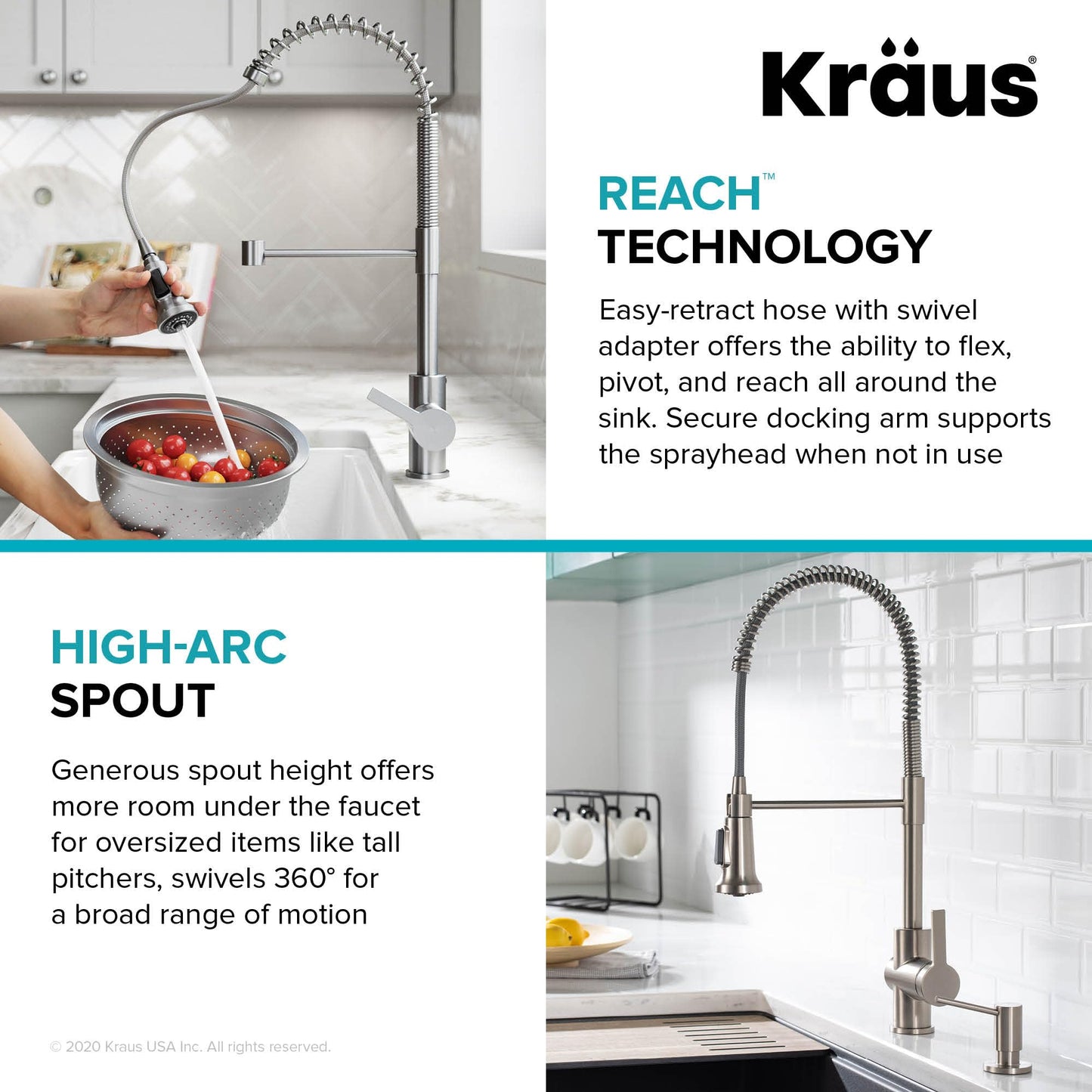 KRAUS Britt 2nd Gen Commercial Style Pull-Down Single Handle Kitchen Faucet in Brushed Brass, KPF-1691BB