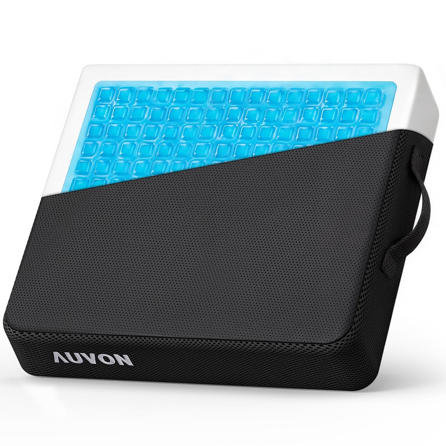 AUVON Cooling Gel Wheelchair Seat Cushion for Sciatica, Back, Pressure Sore and Ulcer Pain Relief, Breathable Memory Foam Chair Cushion with Waterproof Silk Fabric, Removable Strap, Anti-Slip Cover