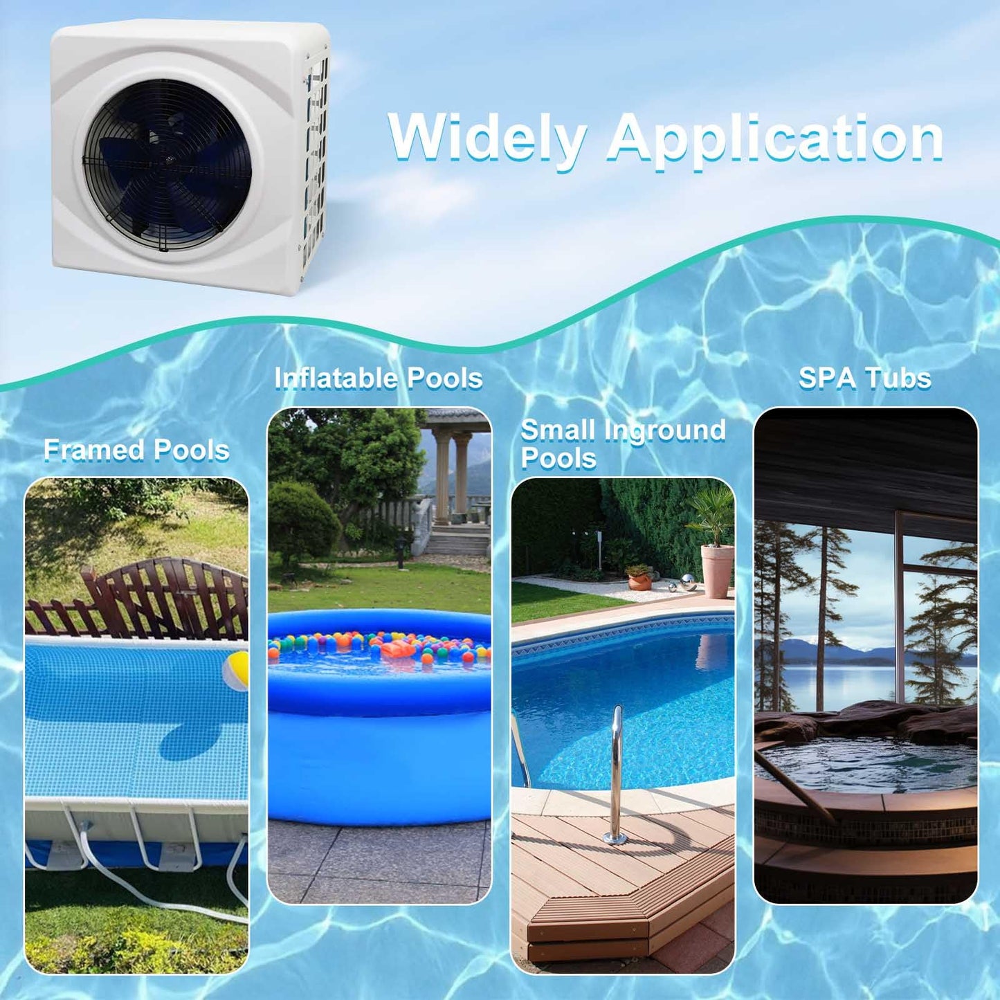 WOPOLTOP 17100 BTU Pool Heat Pump for Swimming Pools, Dual Function of Heating and Cooling, 5.2KW AC Fixed Frequency Pool Heater, 115V/60Hz, up to 2600 Gallons