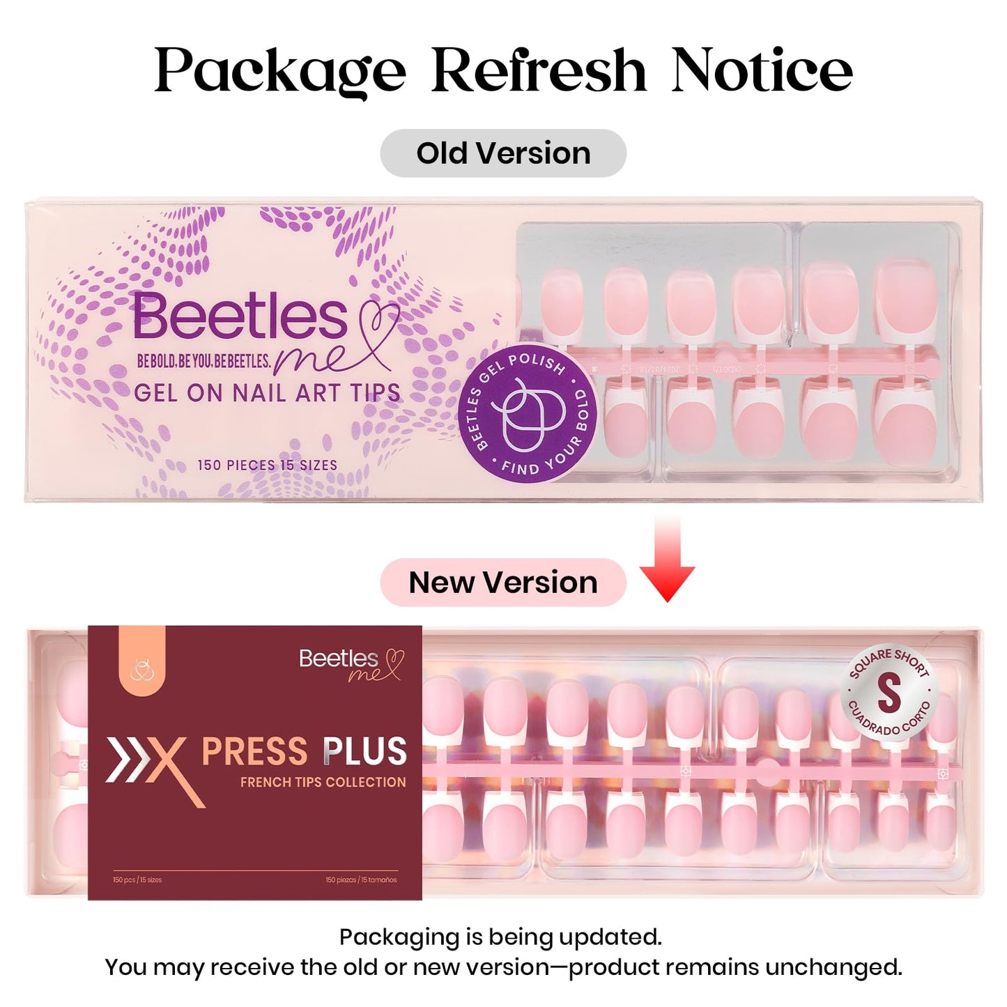 Beetles French Tips Press On Nails: 224 Pcs Pink French Tip Nails Short Almond Fake Nails, Soft Gel Nail Tips False Nails Art DIY For Women,16 Sizes