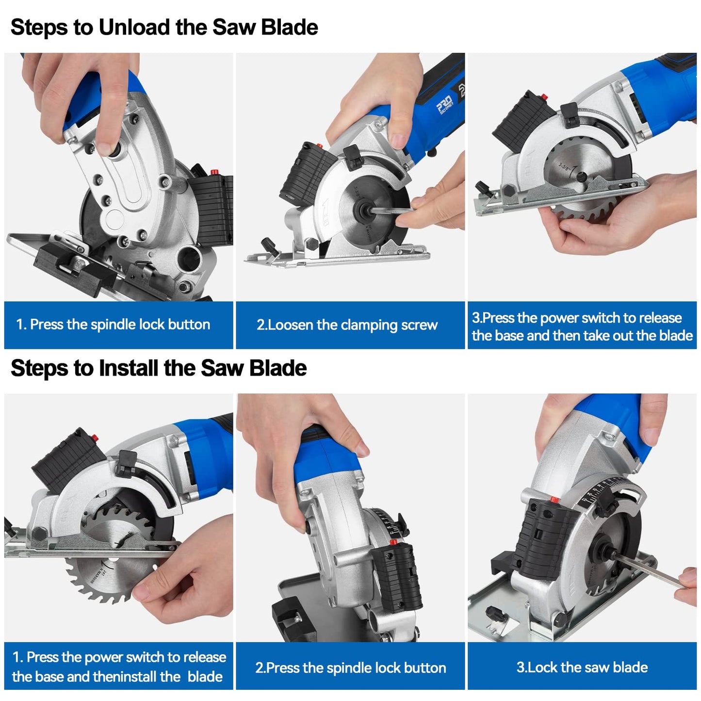 Mini Circular Saw, 3-3/8” 5000RPM Electric Compact Circular Saw, Laser Cutting Guide, with 6 Blades for Wood PVC, Metal,Tile Plastic