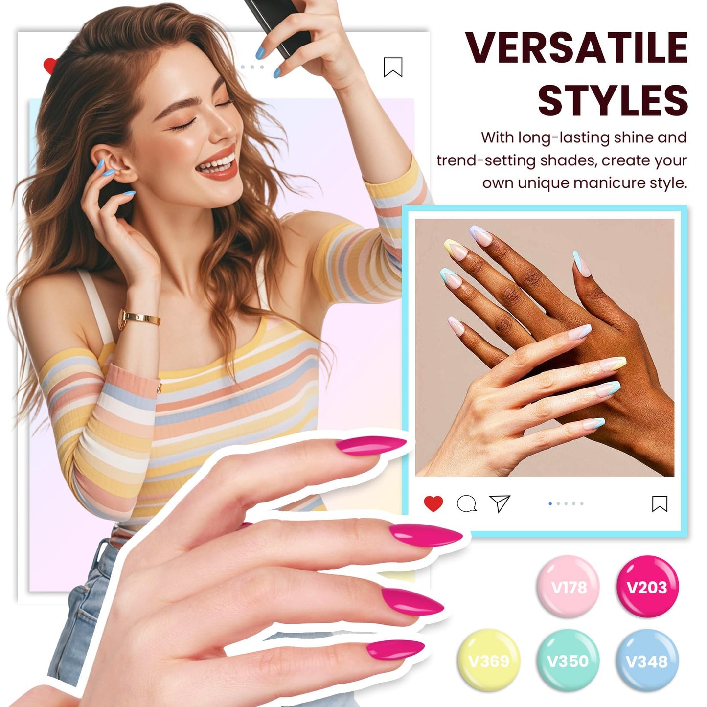 VANREESA Gel Nail Polish Kit with U V Light 53 Pcs Gel Polish Nail Set 36 Sweet Colors Nail Polish Set with Base Coat and 4 Effects Top Coat Manicure Tools Complete Nail Kit Gifts for Women Girls