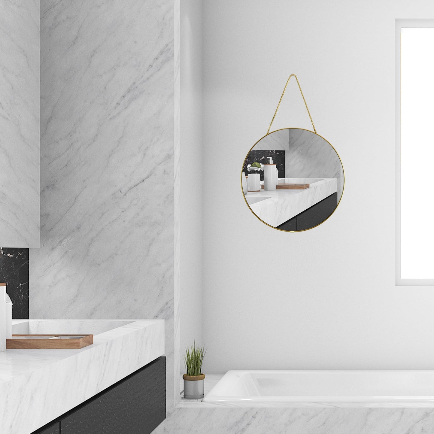 YCHMIR 11.8-inch Small Round Wall Mirror, Gold Bathroom Mirror