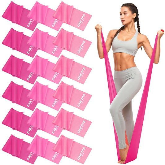 GHCTFE 18PCS Resistance Bands Bulk, Non-Latex Physical Therapy Bands, Professional Flat Bands for Yoga & Pilates Trainers, Home Gym Full Body Workout, Strength Training, 6 Sets with Carry Bags